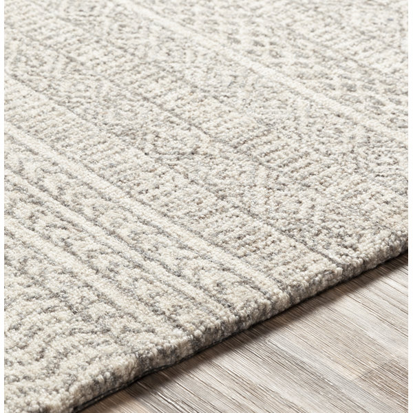 Steelside™ Lansing Handmade Hand Tufted Wool Gray/Cream Rug & Reviews